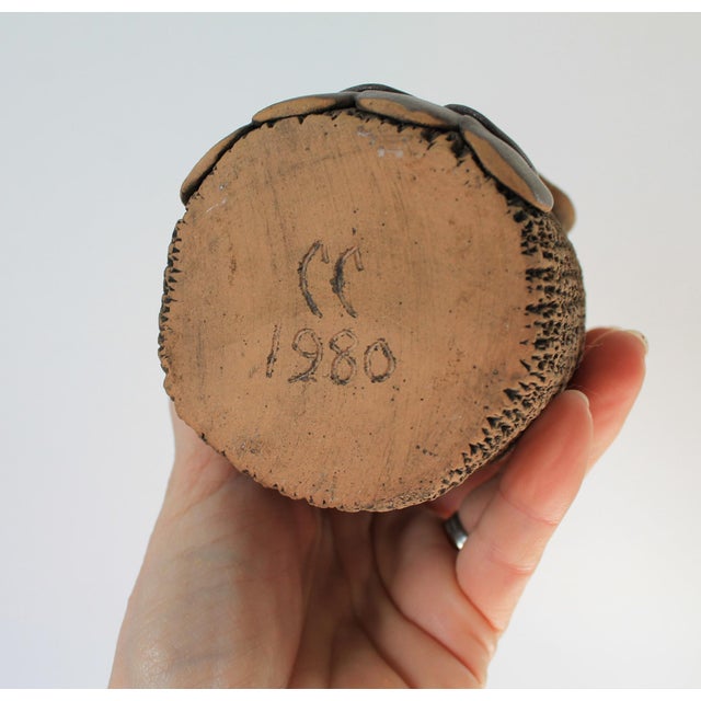 1980's Studio Art Pottery Owl Bud Vase For Sale - Image 10 of 10