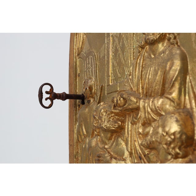 Neo‑Gothic Tabernacle Door with Gilded Bronze Last Supper Plaque, France, 1880 For Sale - Image 6 of 13