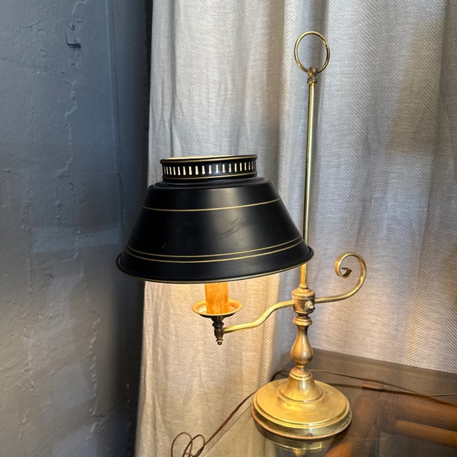 Antique French Bouillotte Tole & Brass Lamp For Sale In Miami - Image 6 of 6