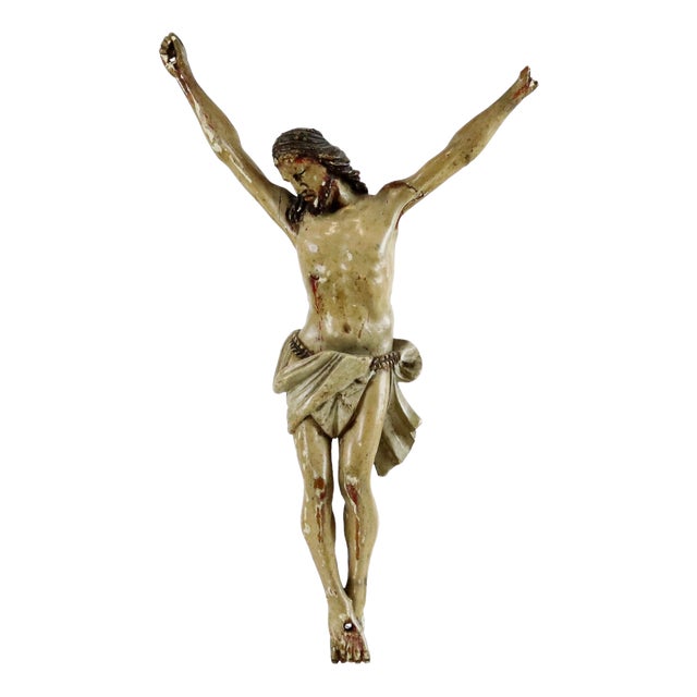 Anriquw Polychrome Wooden Corpus Christi Sculpture, 1700s For Sale