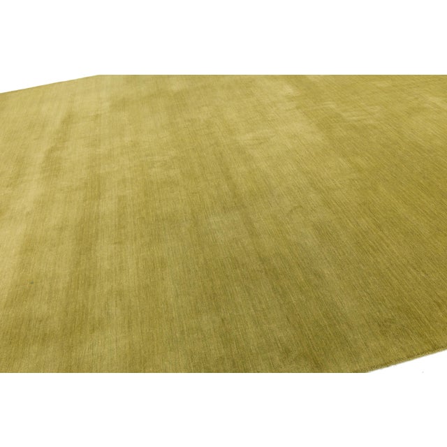 Apadana's Modern Gabbeh Hand-Loom Wool Area Rug in Antique Gold. For Sale In New York - Image 6 of 7