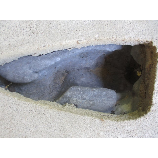 Antique French Ornate Lead Fish Design With Cement Surround & Well Wall Fountain For Sale - Image 11 of 11