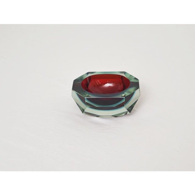 This Murano sommerso glass ashtray or valet tray was designed by renowned glass artist Flavio Poli for the Seguso Vetri...