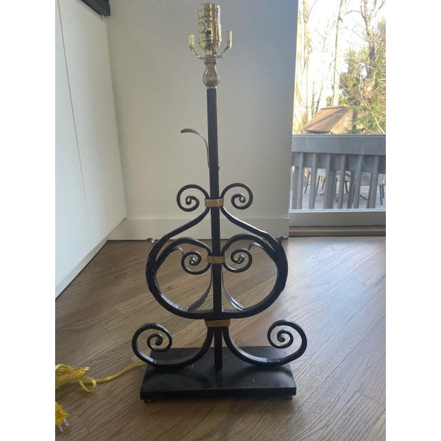 Art Nouveau 1990s Safavieh Regal Bronze Lamp With Shade For Sale - Image 3 of 4