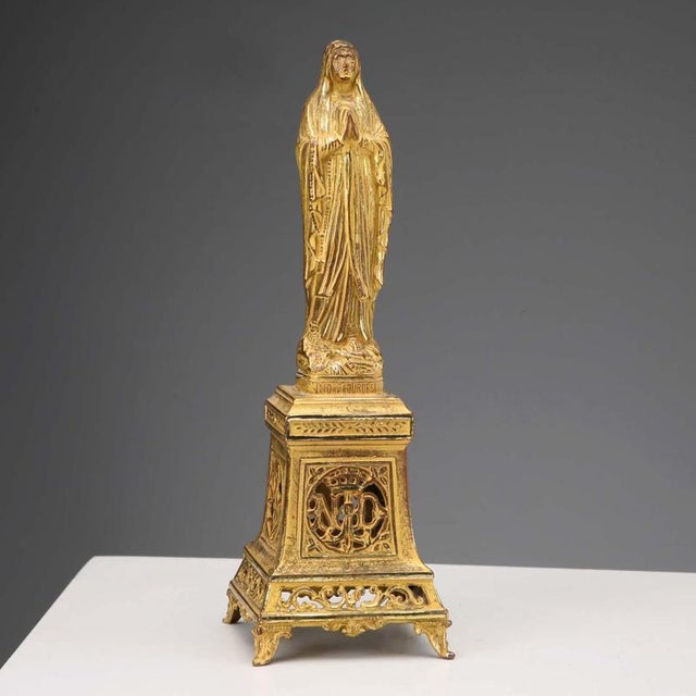 Our Lady of Lourdes in Golden Metal For Sale - Image 10 of 10
