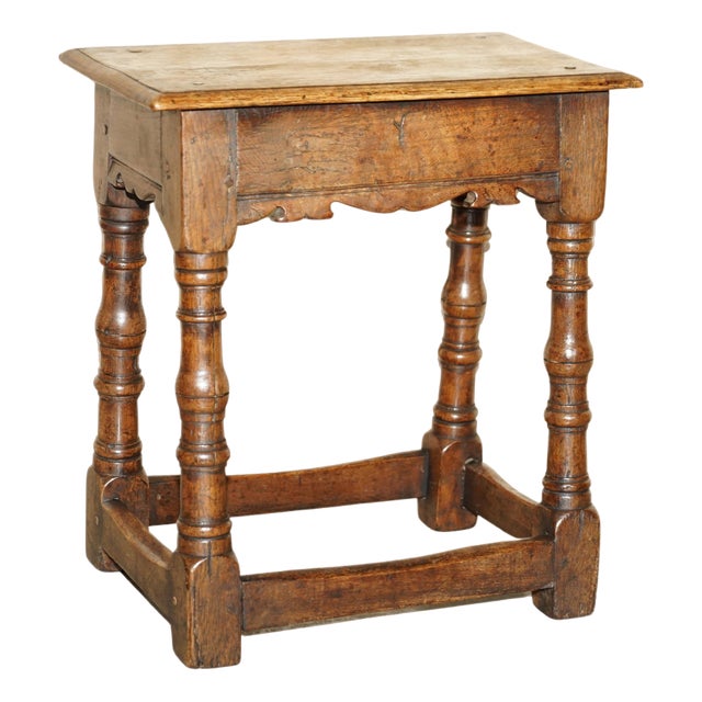 18th Century English Oak Jointed Stool or Side End Table, 1760s For Sale