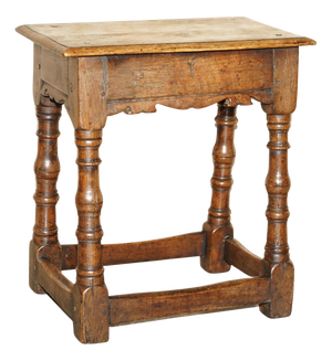 18th Century English Oak Jointed Stool or Side End Table, 1760s