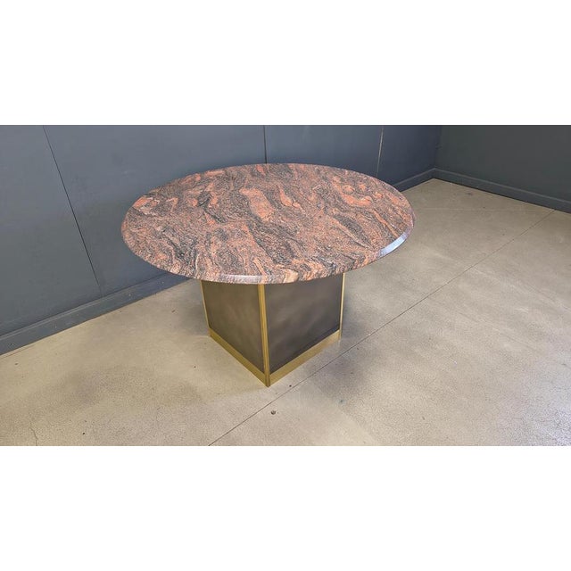 Vintage Round Granite and Brass Center Table attributed to Belogchrom, 1970s For Sale - Image 16 of 18