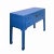 This is a simple oriental bright blue lacquer round moon face hardware console side table with a straight-leg design....