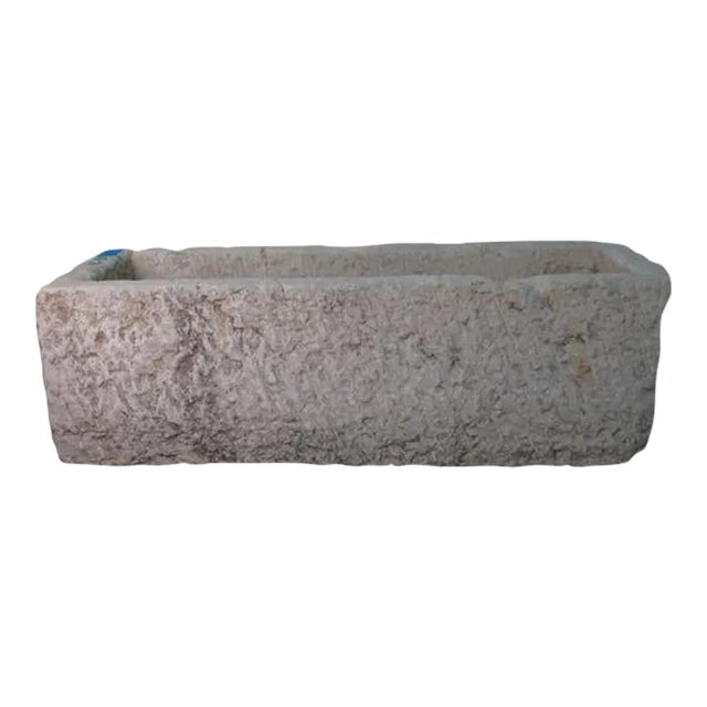 54" Inch Long Hand Chiseled Stone Trough 21 For Sale