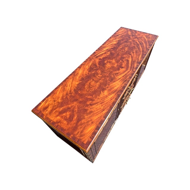 Brown Faux Bamboo Theodore Alexander Credenza Cabinet For Sale - Image 8 of 15