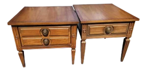 American of Martinsville Walnut End Tables - a Pair