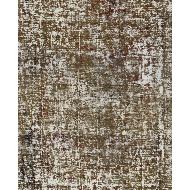 Green Mid 20th Century Vintage Persian Rug With Modern Design in Shades of Yellow-Green For Sale - Image 8 of 10