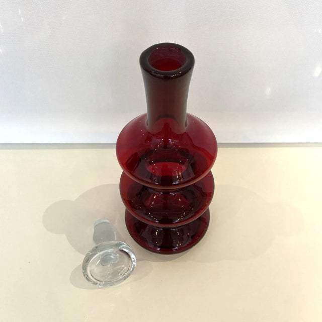 Vintage Three Tier Ruby Red Bischoff Carafe With Stopper For Sale In San Francisco - Image 6 of 10