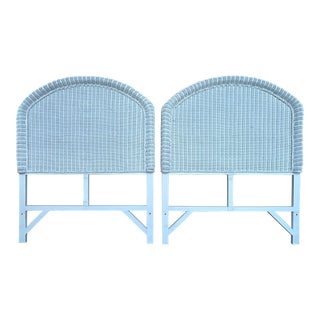 1980s Vintage Coastal Style White Wicker Twin Headboards - a Pair For Sale