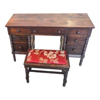 1930s Vintage Wheeler Furniture Company Jenny Lind Style Vanity and Bench - 2 Pieces For Sale