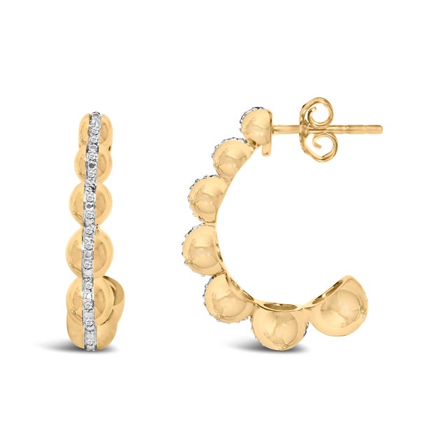 Haus of Brilliance Gold Vermeil Diamond Accent Bold Earrings, Pair For Sale - Image 4 of 4