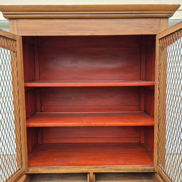 19th Century Antique Primitive Tall Screened Door Oak Pie Safe Jelly Cupboard Storage Cabinet For Sale In Washington DC - Image 6 of 17