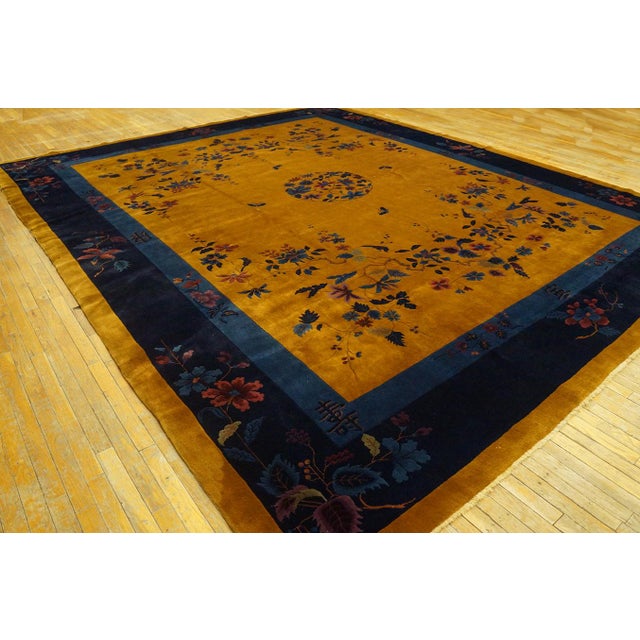 1920s Yellow Field Open Field Medallion Antique Art Deco Chinese Rug For Sale In New York - Image 6 of 11