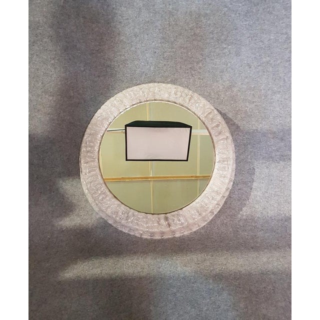 XXL Round mirror Hillebrand - 1970s Rare round XXL mirror with an acrylic edge that looks like ice glass. The mirror has...