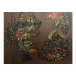 Ernst Went, Modernist Geometric Composition in Earth Tones, 1959, Oil on Fiberboard For Sale