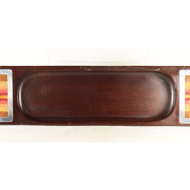 Wood Mid-Century Peruvian Tray, Cumaru Wood, Sterling Silver & Inka Textile For Sale - Image 7 of 18