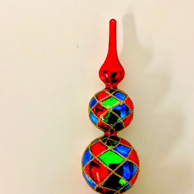 Mid-Century Boho Chic Hollywood Regency Czechosolvakian Blown Mercury Glass Christmas Tree Topper For Sale - Image 9 of 16