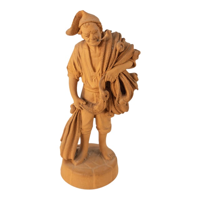 Mid 20th Century Italian Capodimonte Terracotta Clay Figure For Sale