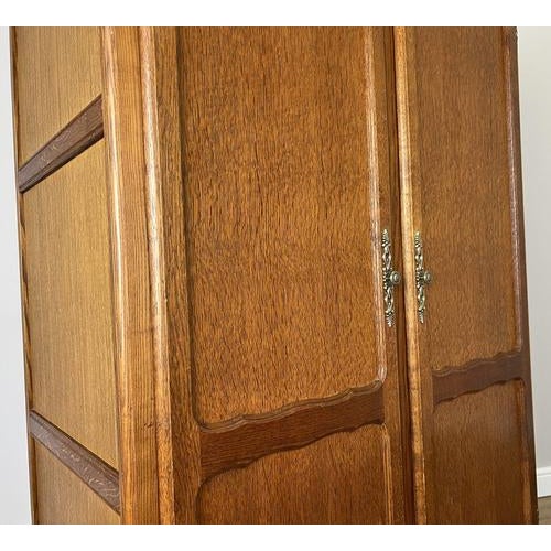 Wood Vintage French Louis XVI Style Carved Oak 2-Door Armoire For Sale - Image 7 of 10