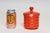 Orange Vintage Czech Bohemian Orange Art Pottery Ribbed Lidded Canister by Erphila For Sale - Image 8 of 17