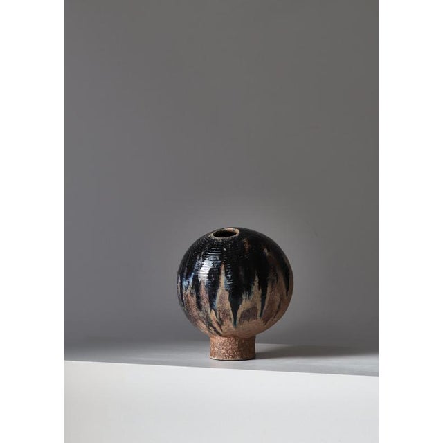 Large unique stoneware sculpture by Sejer Keramik/Ceramics, Denmark. Hand turned and glazed in an amazing expressive...