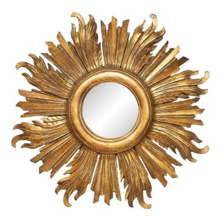 French Gilt Sunburst or Starburst Convex Mirror (Diameter 22 3/4) For Sale