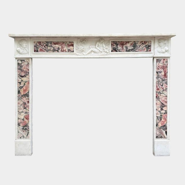 Antique Louis XVI White and Breccia Marble Fireplace Mantel, 1790 For Sale - Image 11 of 12