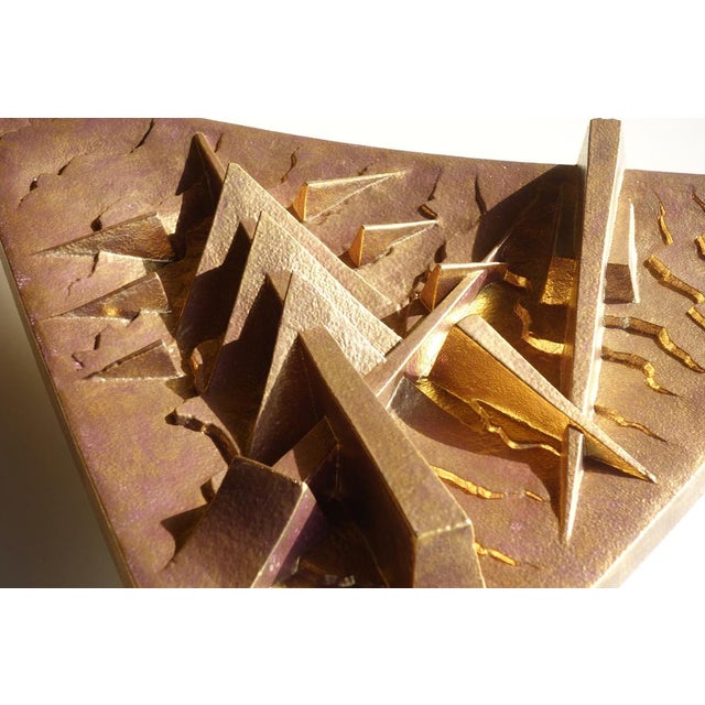 Italian Gold Ceramic Sculpture Plate by Arnaldo Pomodoro for Rossicone, 2006 For Sale - Image 4 of 16