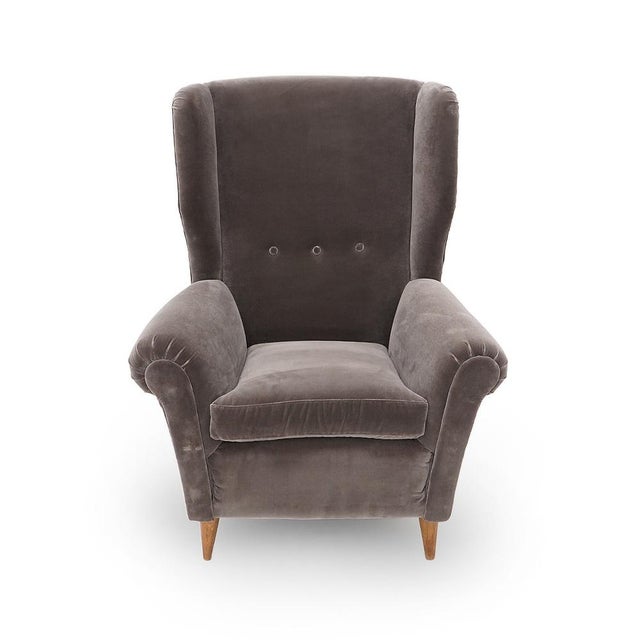 Gray Set of Gray Velvet Armchairs, 1950s For Sale - Image 8 of 15