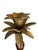 Hollywood Regency Pair of Vintage Brass & Carved Wood Palm Tree Candlesticks For Sale - Image 3 of 4