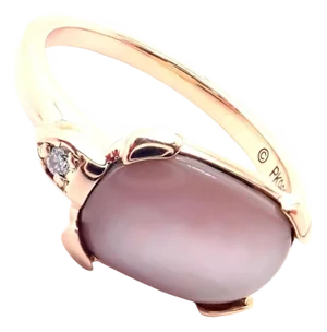 Cartier Tortue Diamond Mother of Pearl Rose Gold Ring, Size 5.25