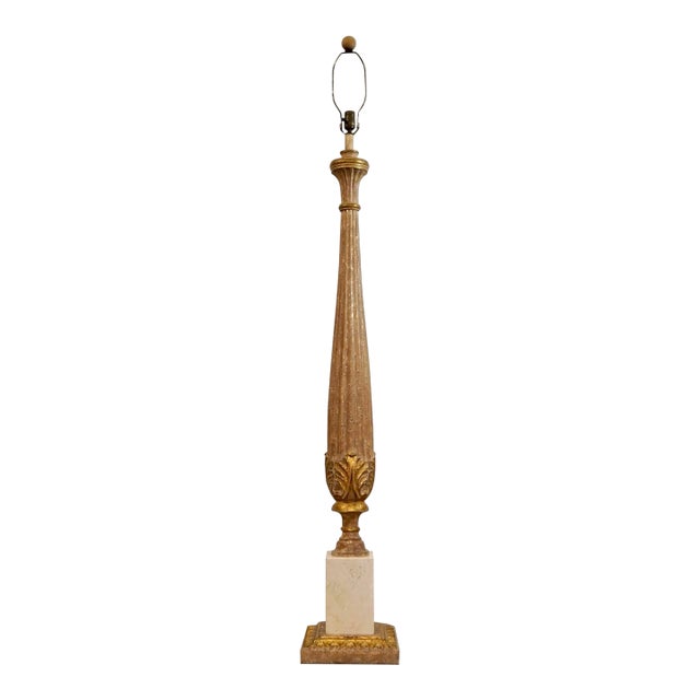 1960’s Italian Hollywood Regency Old World Fluted Column Floor Lamp For Sale