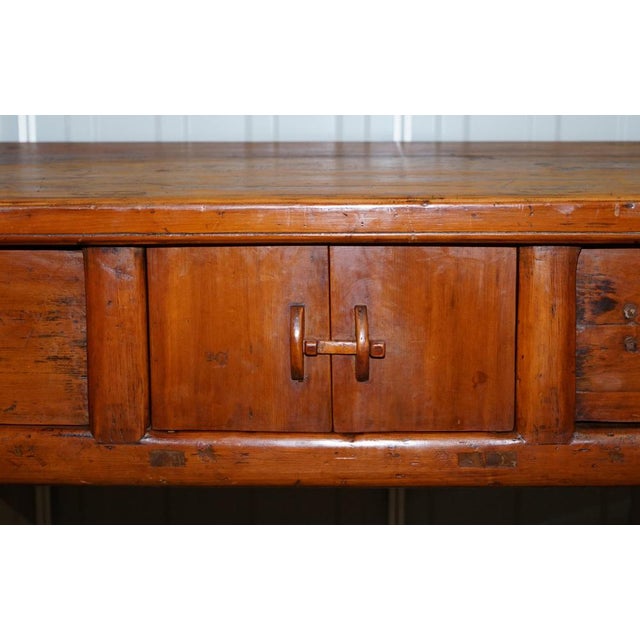 Antique Chinese Temple Altar Sideboard with Cupboards in Solid Teak For Sale - Image 9 of 17