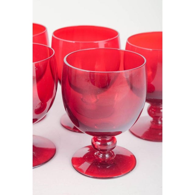 Ruby-Red Wine Glasses by Monica Bratt for Reijmyre Glasbruk, 1950s, Set of 5 For Sale - Image 3 of 5