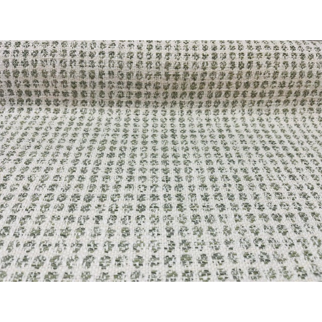 Abstract Remnant Thibaut Remy Dot Aloe Green Cream Indoor Outdoor Fabric For Sale - Image 3 of 3