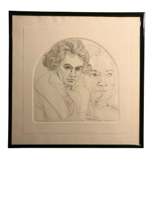 1970s Portrait of Beethoven Embossed Etching Numbered 14/200, Framed