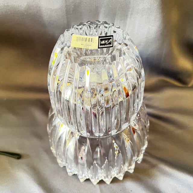 Glass Mikasa Ice Palace Crystal Vase Sculptural Scalloped Rim Slovenia For Sale - Image 7 of 11
