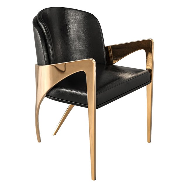 "Amalfi 2" Chair, With Bronze and Tailor Made Leather For Sale - Image 10 of 11