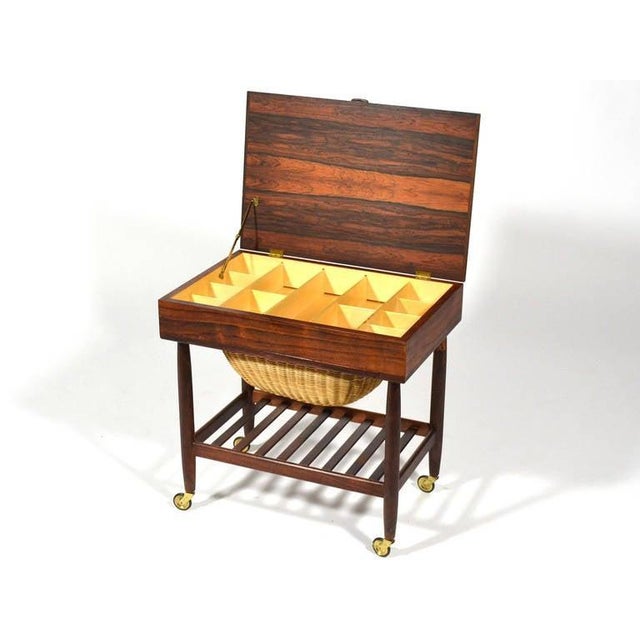 Mid 20th Century Rosewood Sewing Table or Cart by Ejvind Johansson For Sale - Image 5 of 11