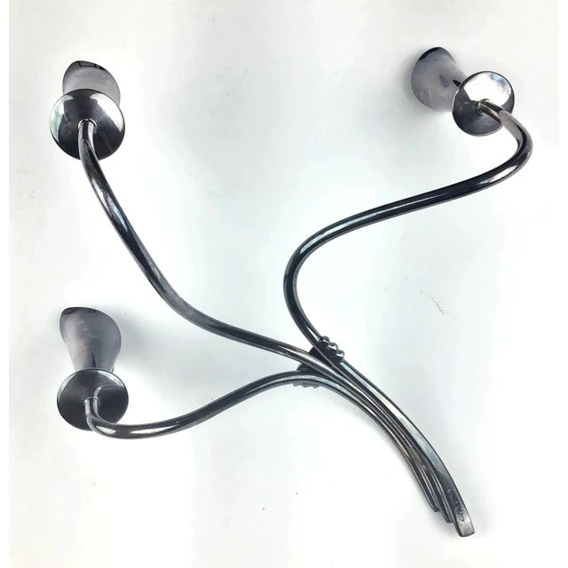 1970s Hans Jenson Silver Mid Century Modern Candle Holders For Sale - Image 10 of 13