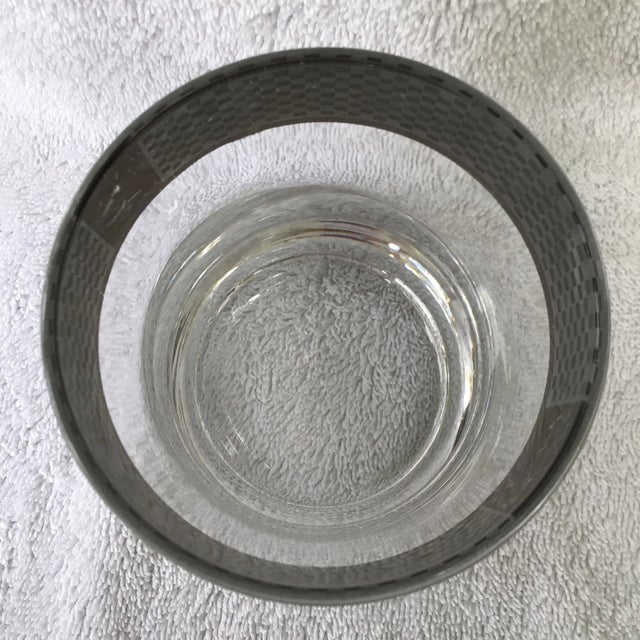 Platinum Band Rim Checkerboard Geometric Pattern Lowball Glasses-Set of 6 For Sale In Sacramento - Image 6 of 13