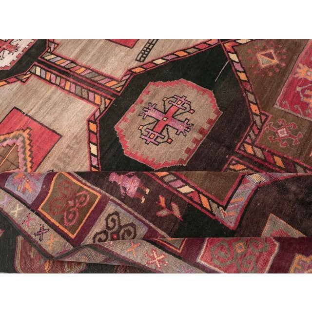 Textile Galerie Shabab Collection Mid-20th Century Handmade Turkish Tribal Room Size Rug For Sale - Image 7 of 8