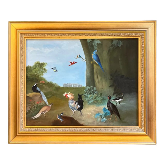 Oil Painting of Exotic Birds and Fowl by Satori Gregorakis For Sale