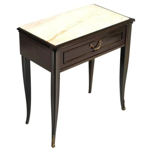Brown Mid-Century Nightstand with Portuguese Pink Marble Top For Sale - Image 8 of 8